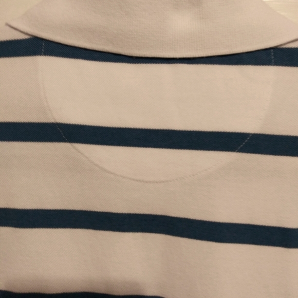Cactus Performance Mens Short Sleeve Blue & White Stripe Polo Shirt Sze L #M-16 - Picture 5 of 6